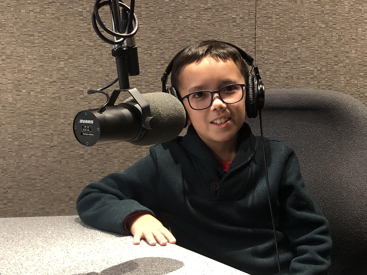 11-year-old pianist Owen Fronske in the KBACH Studios.